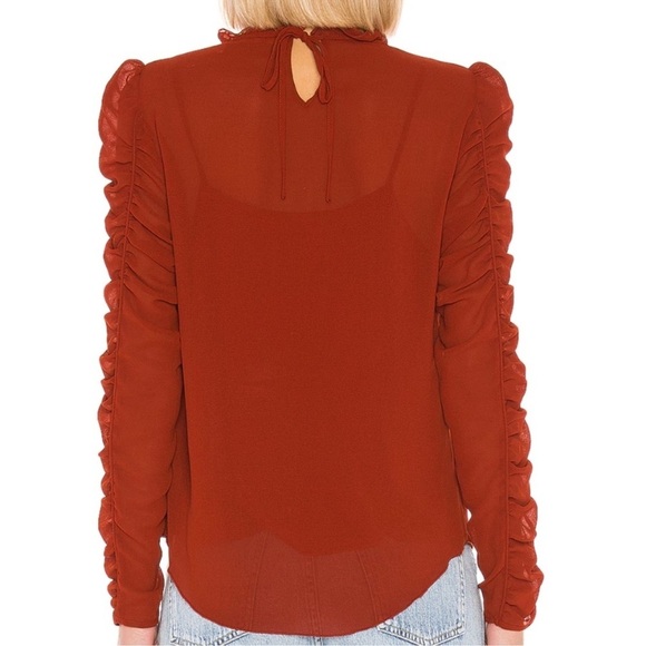 See By Chloe Ruched Long Sleeve Blouse in Earthy Red - Picture 3 of 16